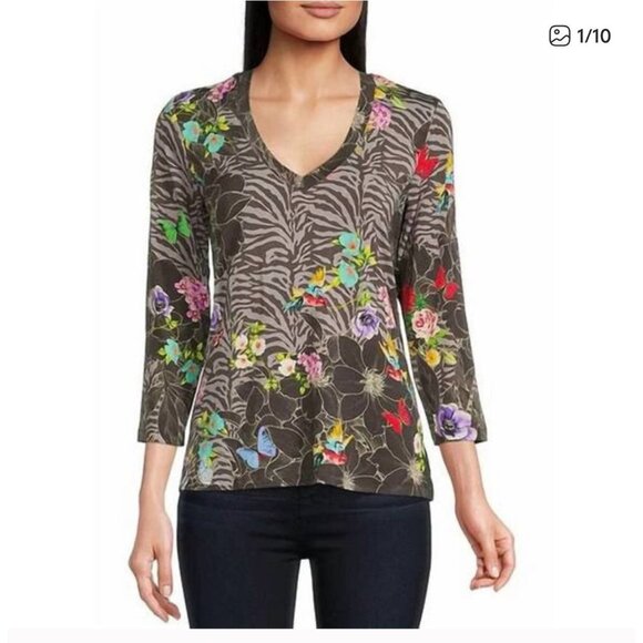Johnny Was Zippy Favorite Floral Swing Top Size Small Bamboo Blend - Picture 1 of 8